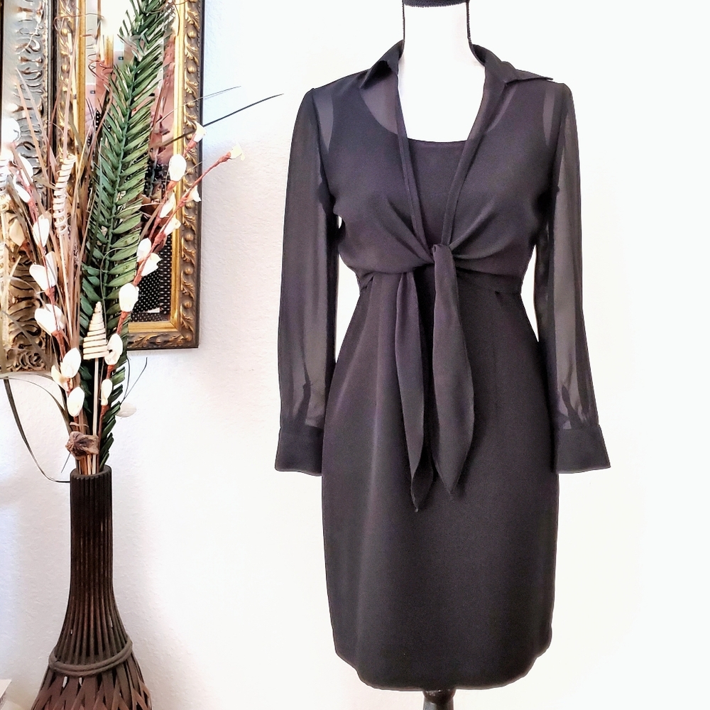 2x VINTAGE Black Dress & Sheer Front Tie Topper - Picture 11 of 11